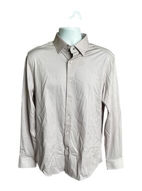 New Bugatchi Long Sleeve Button Down Stretch Dusty Pink Geometric Shirt Medium